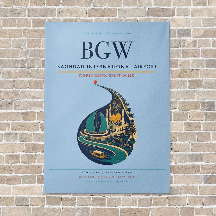 Baghdad International Airport BGW - Canvas No Frame - Light Blue