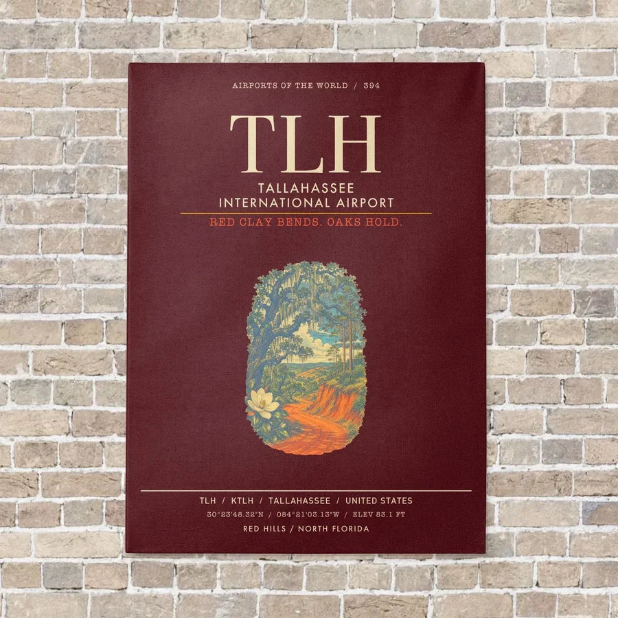 Tallahassee International Airport TLH - Canvas Framed - Dark Red