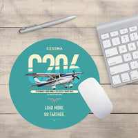 Thumbnail for Cessna 206 Stationair design on turquoise round mouse pad