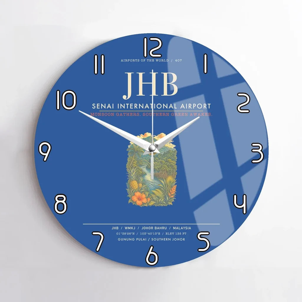 Senai International Airport Johor Bahru JHB Wall-Clock No-Frame - Blue