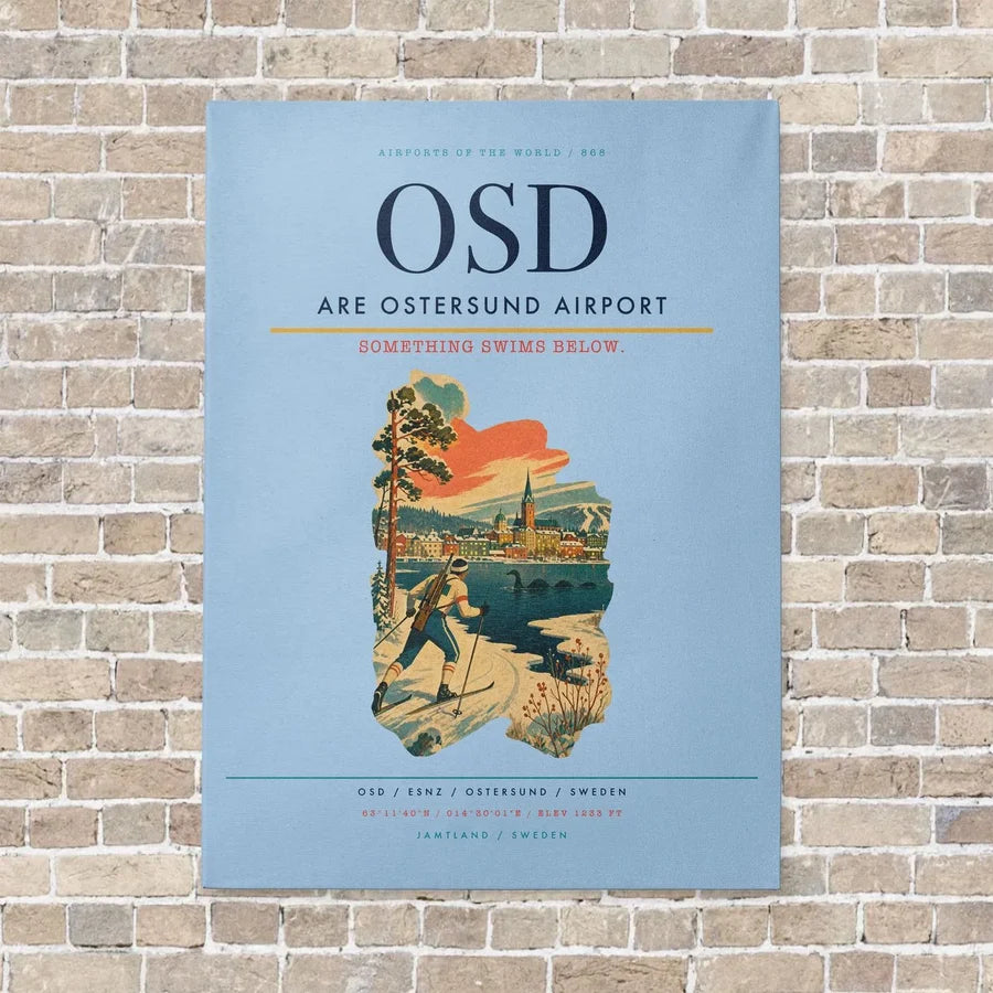 Are Ostersund Airport OSD vertical canvas print - no frame - light blue background