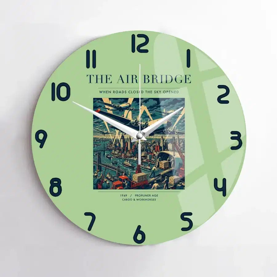 VINTAGE G4099 - The Air Bridge - Designed Wall Clocks design on lightgreen no-frame