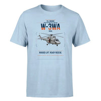 Thumbnail for PZL-Świdnik W-3WA Sokół design on light blue t-shirt, single-side print
