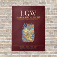 Thumbnail for London Gatwick Airport LGW - Canvas Framed - Dark Red