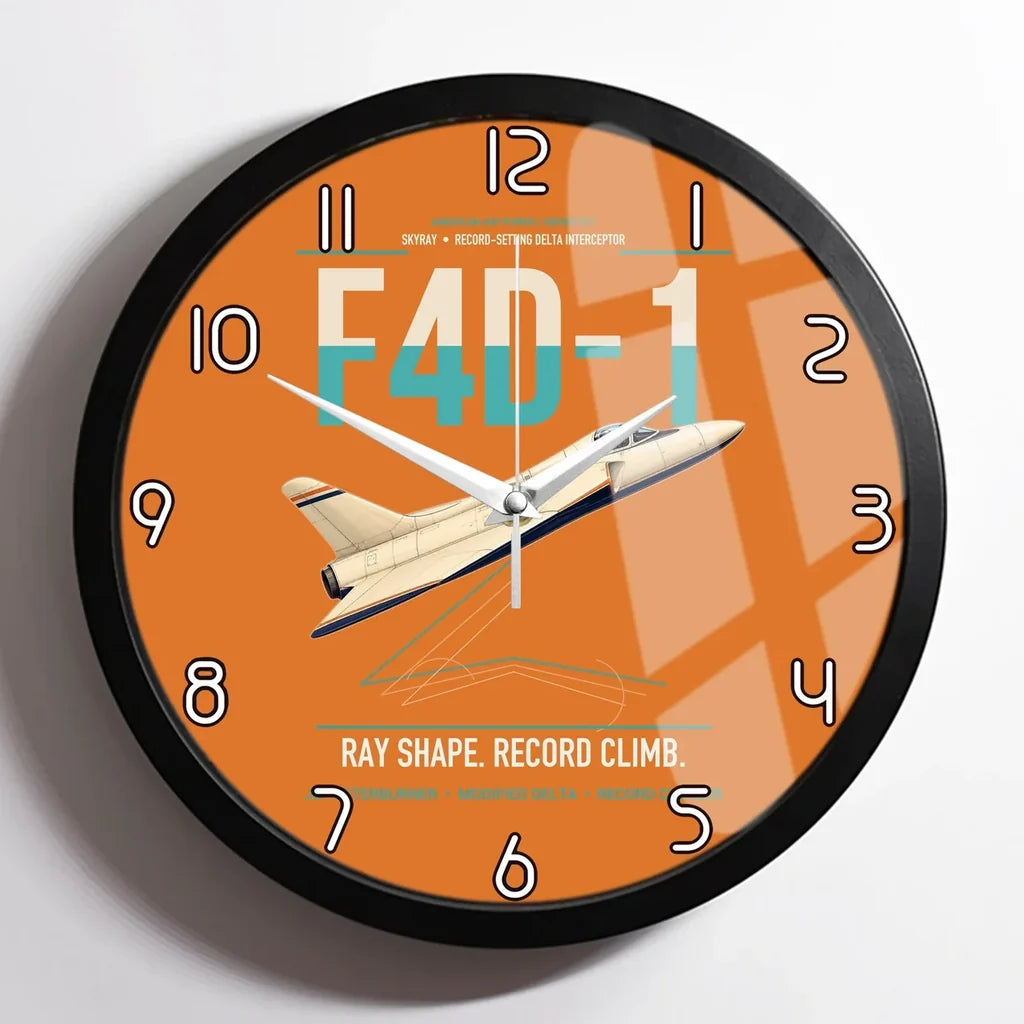 F4D-1 Skyray design on orange framed wall clock