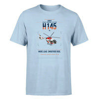Thumbnail for Airbus H145 D3 design on light blue t-shirt, single-side print