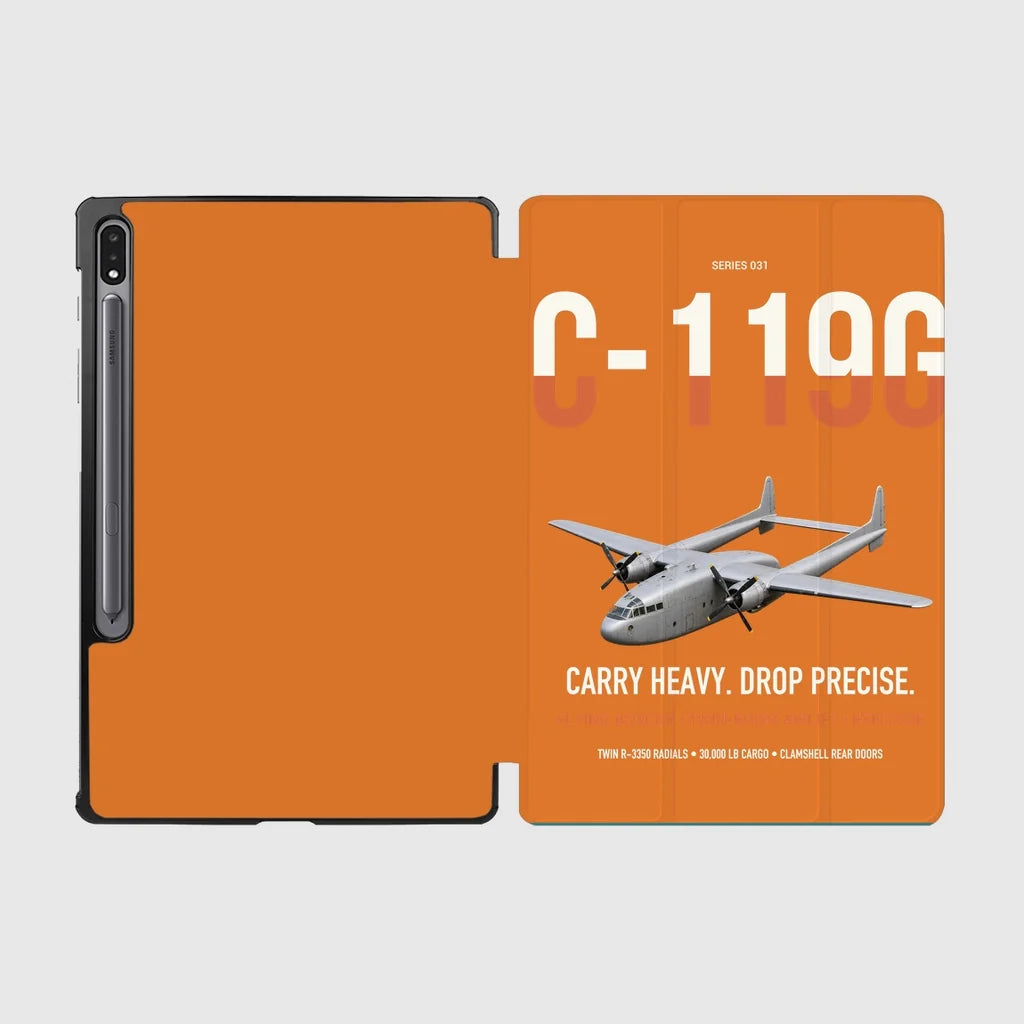 C-119G Flying Boxcar design on orange samsung tablet tablet case