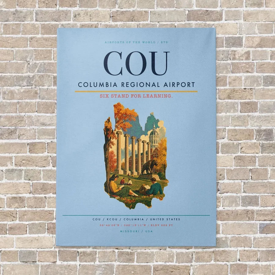 Columbia Regional Airport COU vertical canvas print - no frame - light blue background