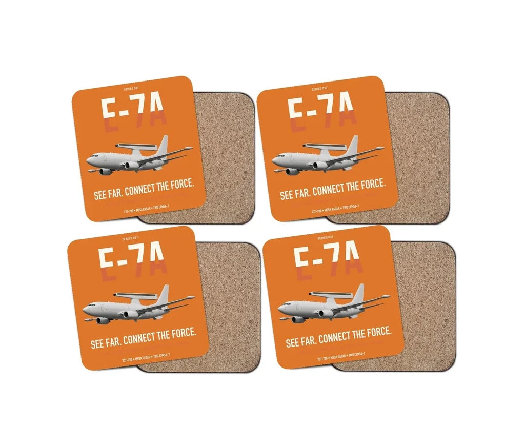 E-7A Wedgetail design on orange 4 pieces set coaster