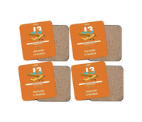 Thumbnail for Piper J-3 Cub design on orange 4 pieces set coaster