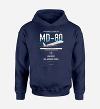 Thumbnail for McDonnell Douglas MD-80 design on navy blue double-side hoodie, single-side print