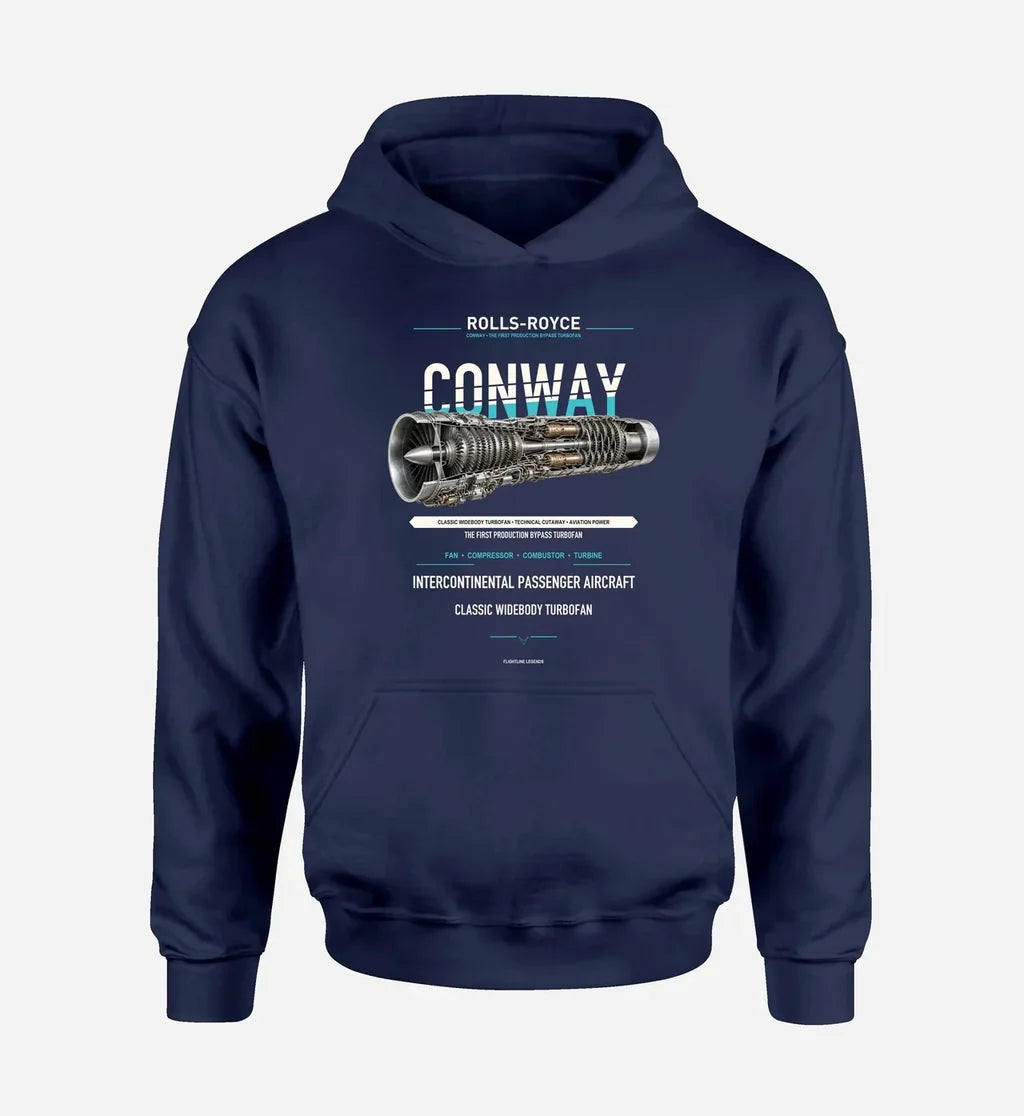 CONWAY design on navy blue hoodie single side
