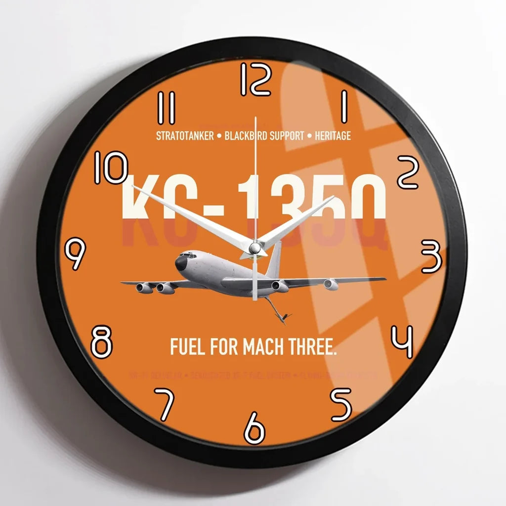 KC-135Q Blackbird Tanker design on orange framed wall clock