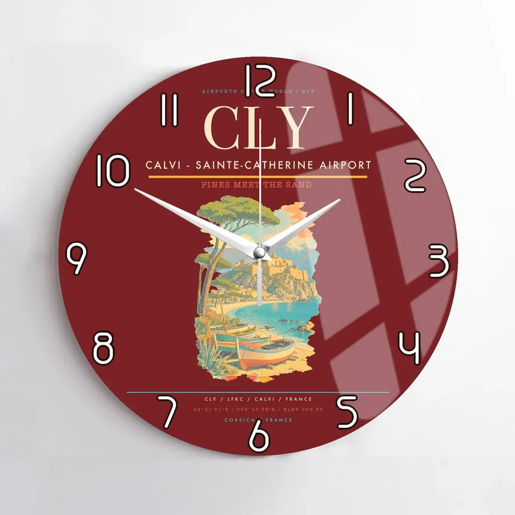 Calvi - Sainte-Catherine Airport CLY Wall-Clock No-Frame - Dark Red