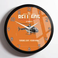 Thumbnail for Bell 505 Jet Ranger X design on orange framed wall clock