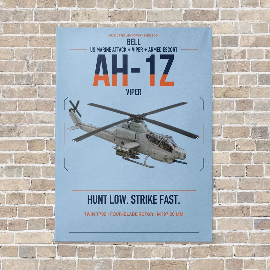 Bell AH-1Z Viper vertical canvas print - no frame - light blue background