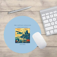Thumbnail for VINTAGE G4447 - The Clifftop Castle Pass - Designed Mouse Pads design on lightblue round