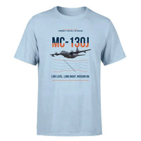 Thumbnail for MC-130J COMMANDO II design on light blue double-side t-shirt, single-side print