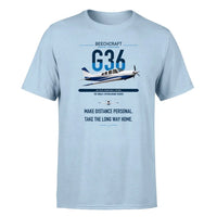 Thumbnail for Beechcraft Bonanza G36 design on light blue t-shirt, single-side print