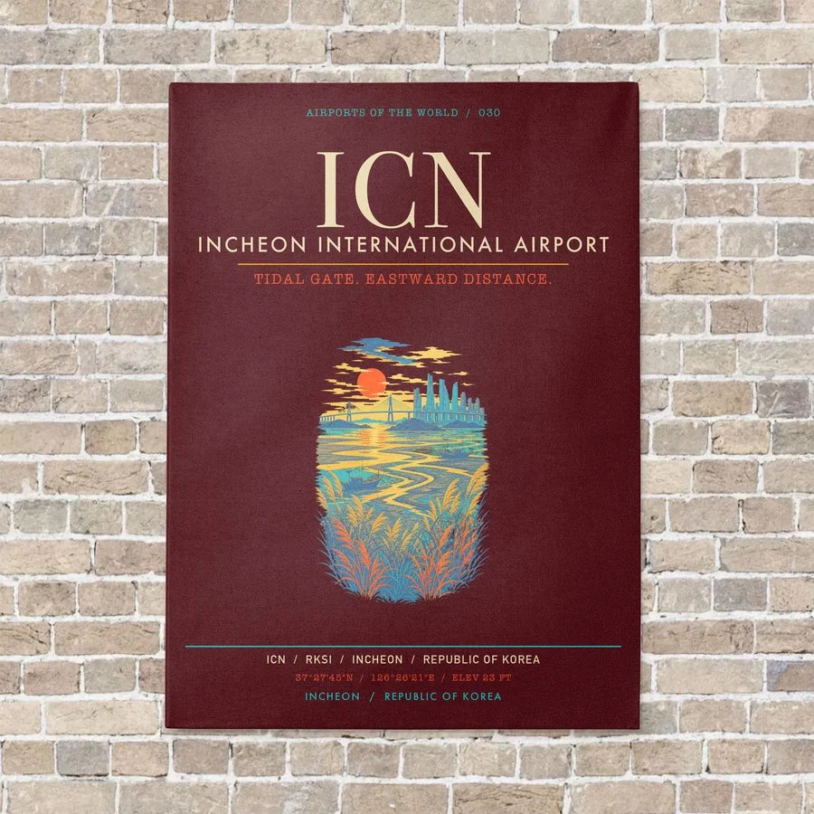 Incheon International Airport ICN - Canvas Framed - Dark Red