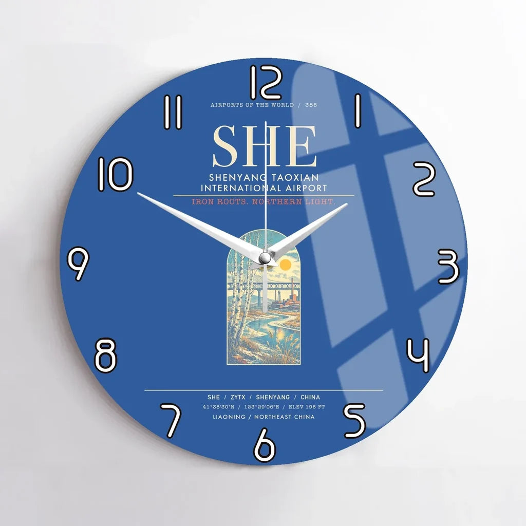 Shenyang Taoxian International Airport SHE Wall-Clock No-Frame - Blue