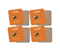 Thumbnail for Bell H-13G Sioux design on orange 4 pieces set coaster