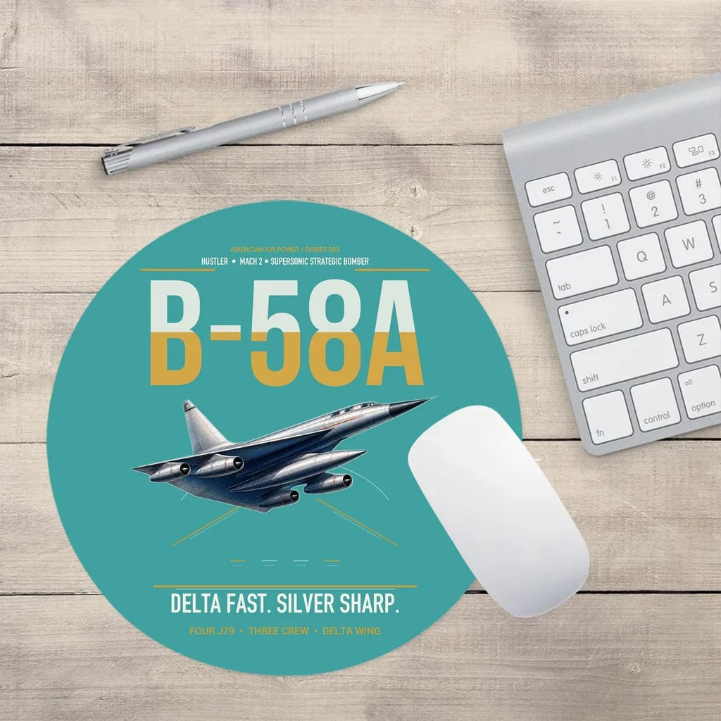 B-58A Hustler design on turquoise round mouse pad