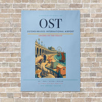 Thumbnail for Ostend-Bruges International Airport OST vertical canvas print - no frame - light blue background