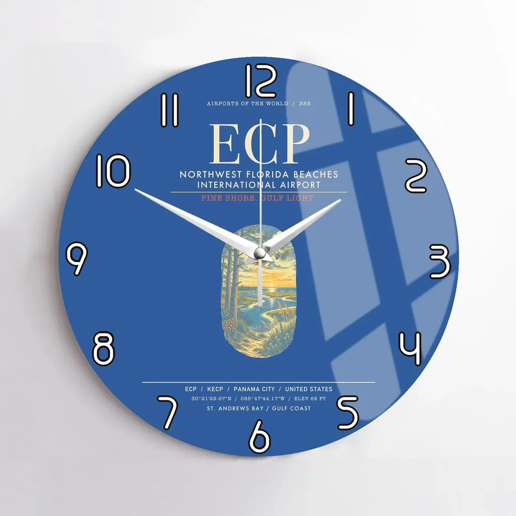 Northwest Florida Beaches International Airport ECP Wall-Clock No-Frame - Blue