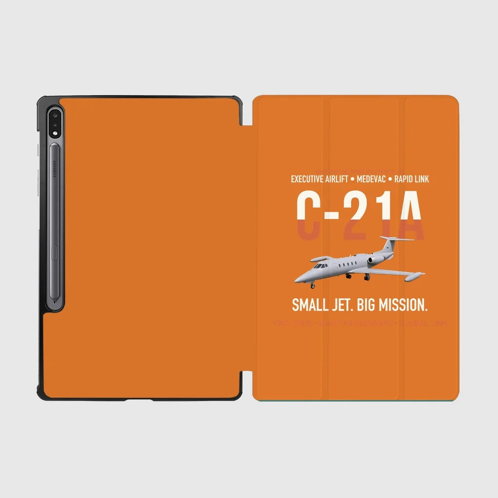 C-21A Learjet Small Jet Big Mission design on orange samsung tablet tablet case