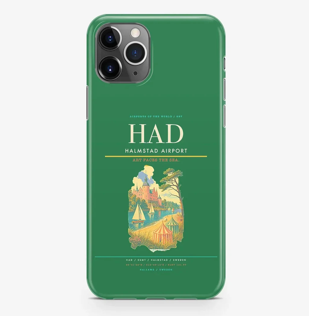 Halmstad Airport (HAD) design on green iPhone 16 Pro MagSafe case