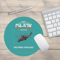 Thumbnail for Sikorsky CH-53K King Stallion design on turquoise round mouse pad