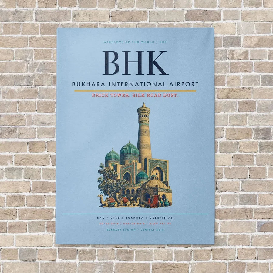 Bukhara International Airport BHK - Canvas No Frame - Light Blue