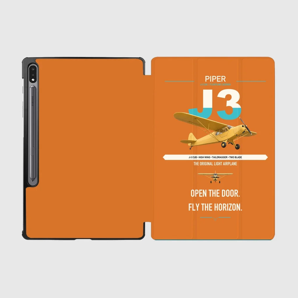 Piper J-3 Cub design on orange samsung tablet tablet case