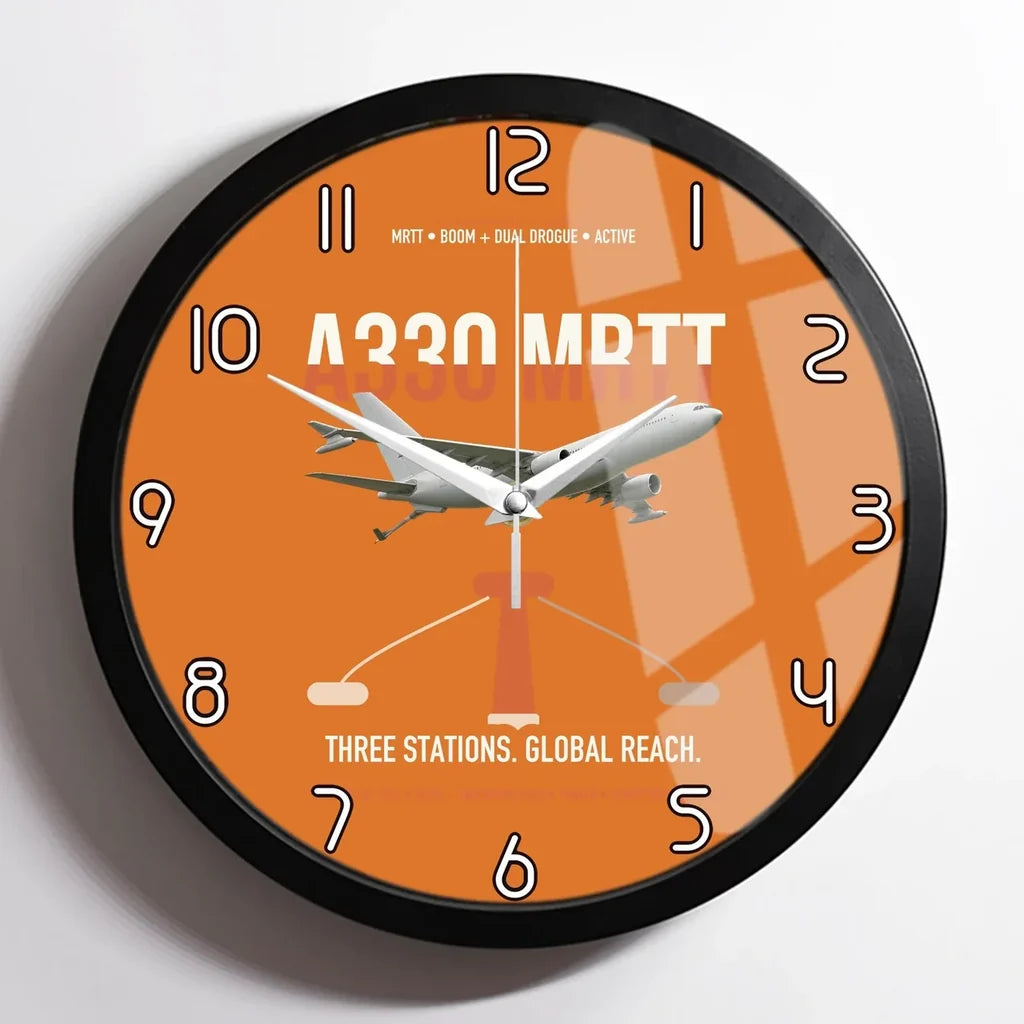 Airbus A330 MRTT design on orange framed wall clock