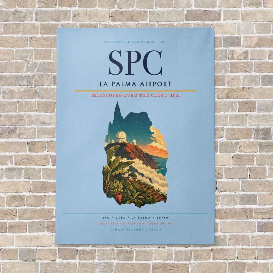 La Palma Airport SPC vertical canvas print - no frame - light blue background