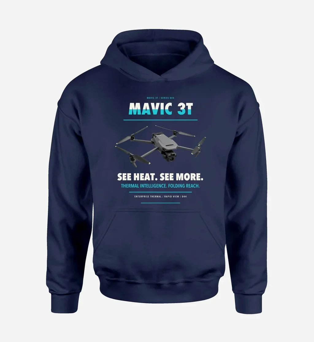DJI Mavic 3 Thermal design on navy blue hoodie single side
