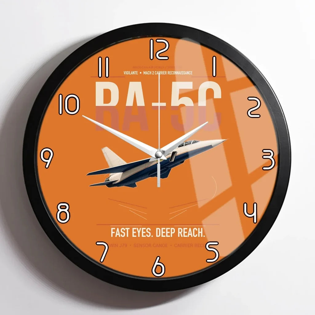 RA-5C Vigilante design on orange framed wall clock