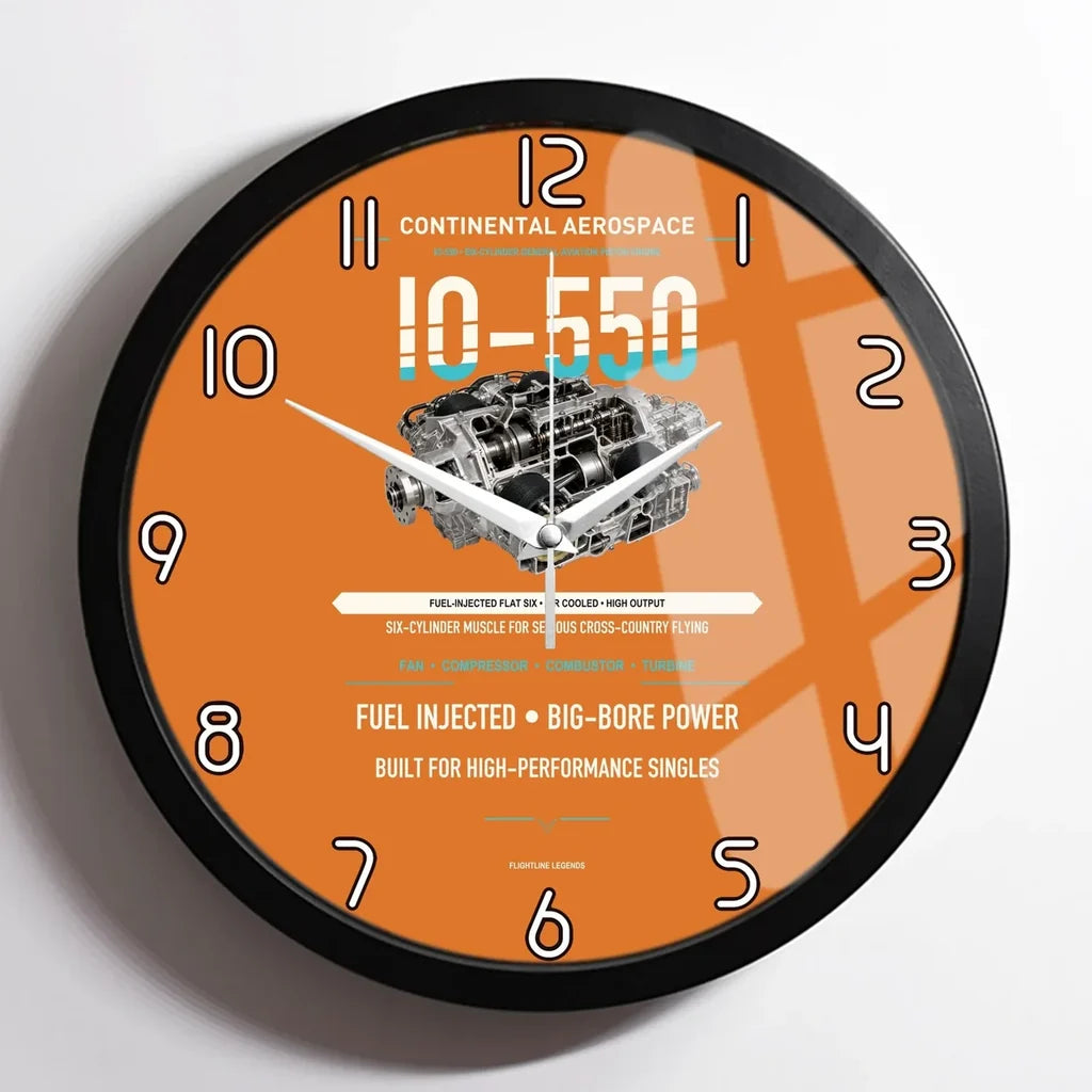 IO-550 design on orange framed wall clock