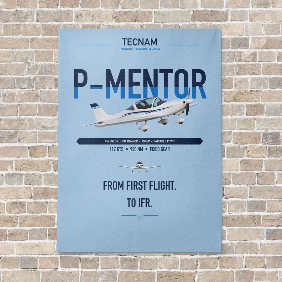 Tecnam P-Mentor vertical canvas print - no frame - light blue background