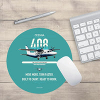 Thumbnail for Cessna 408 SkyCourier design on turquoise round mouse pad