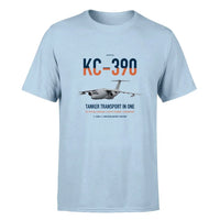 Thumbnail for Embraer KC-390 Millennium design on light blue double-side t-shirt, single-side print