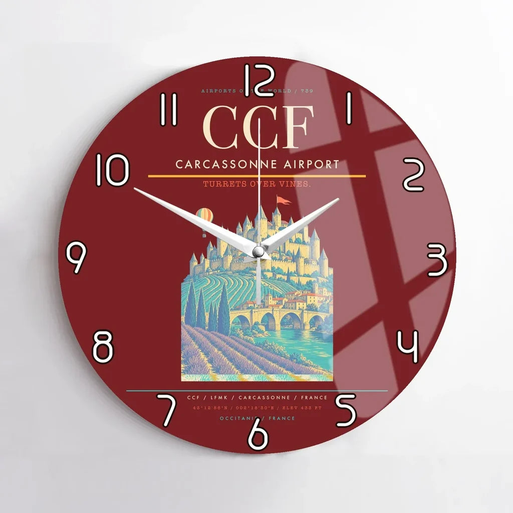 Carcassonne Airport CCF Wall-Clock No-Frame - Dark Red