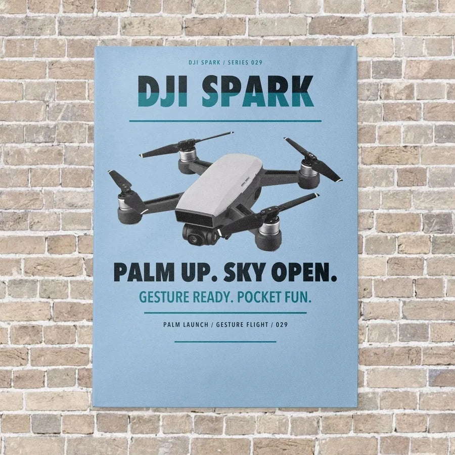DJI Spark vertical canvas print - no frame - light blue background