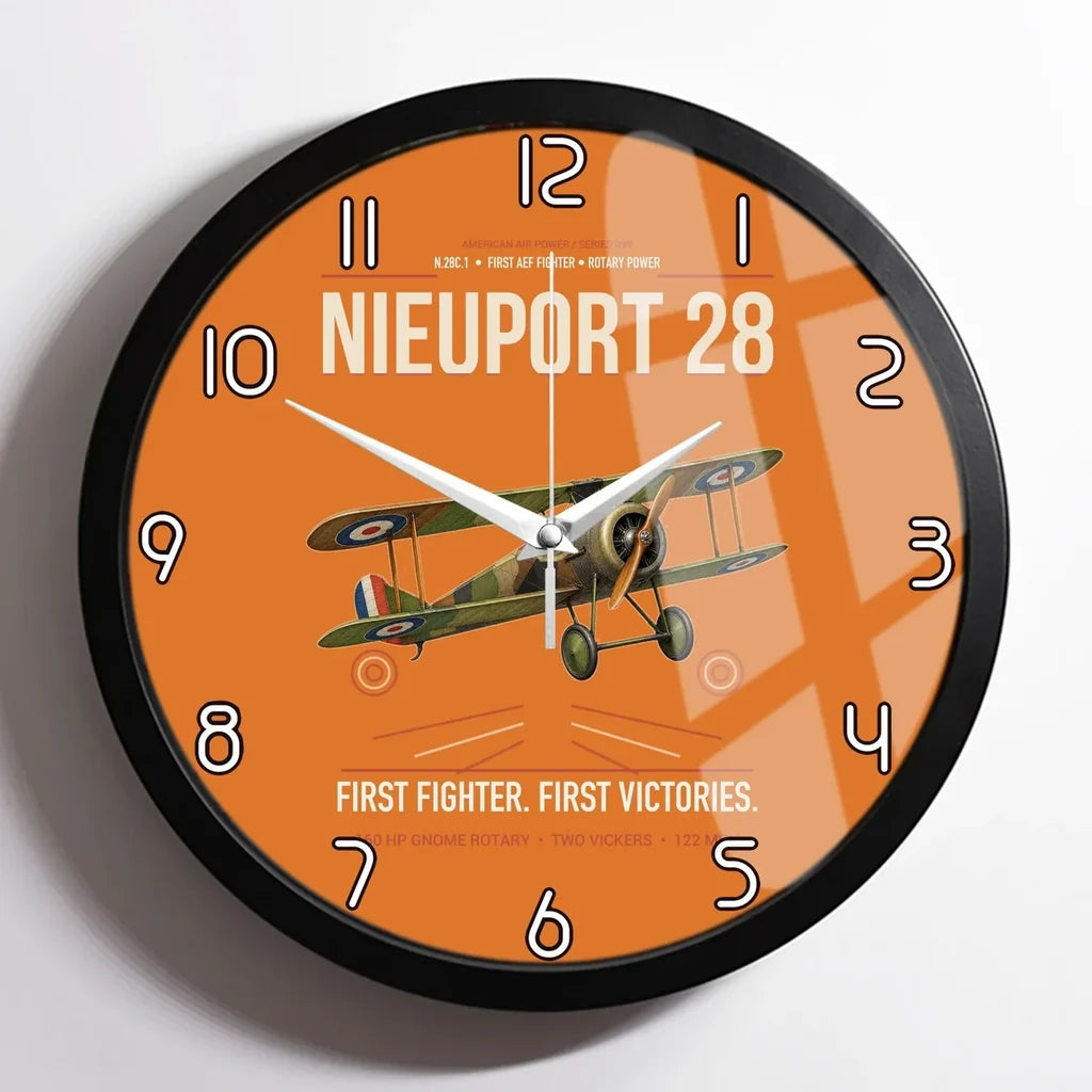 Nieuport 28C.1 design on orange framed wall clock