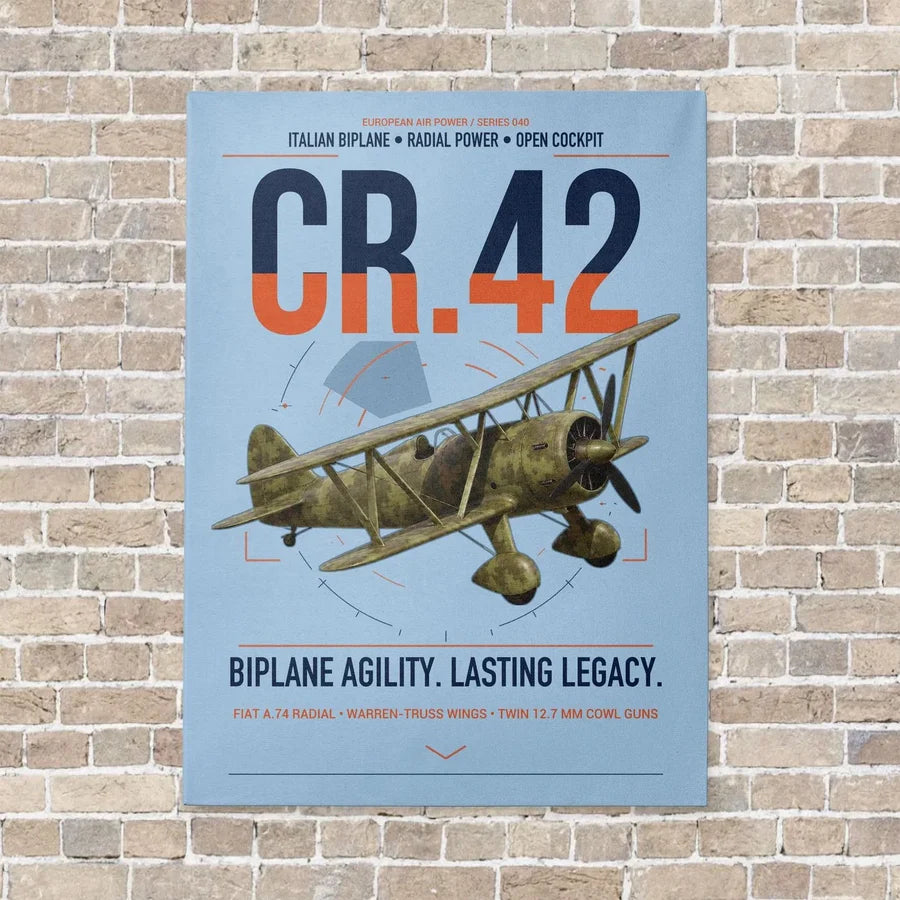 Fiat CR.42 Falco vertical canvas print - no frame - light blue background