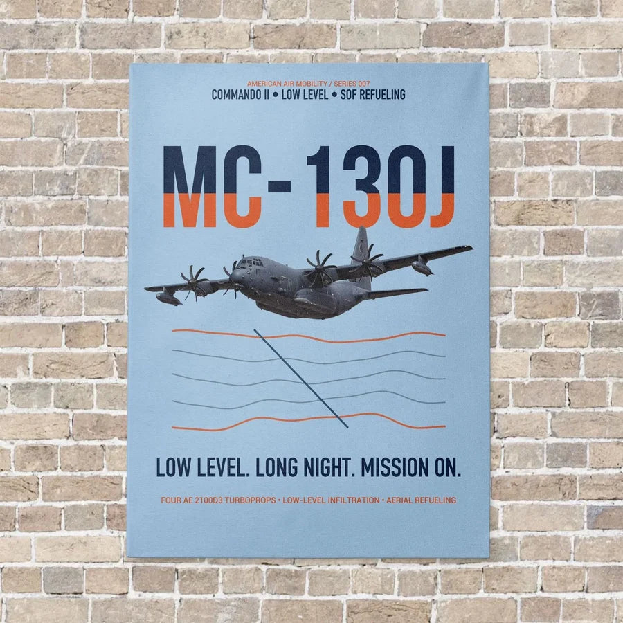MC-130J COMMANDO II vertical canvas print - no frame - light blue background