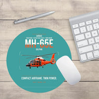 Thumbnail for Airbus MH-65E Dolphin design on turquoise round mouse pad
