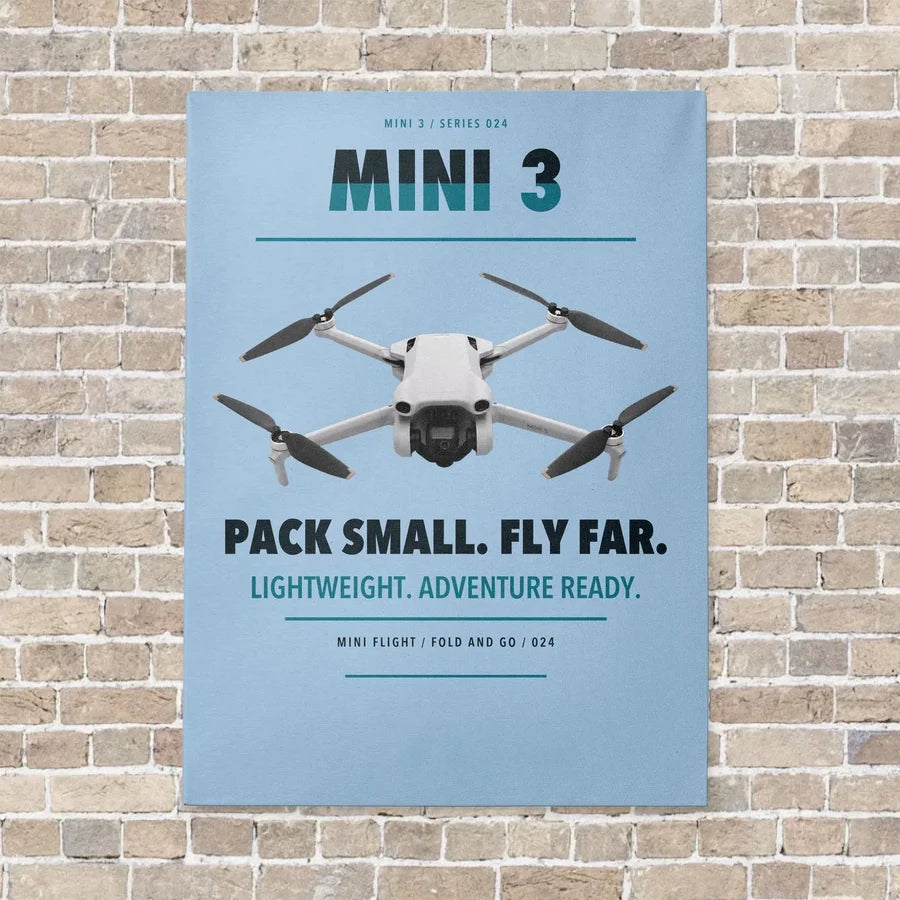 DJI Mini 3 vertical canvas print - no frame - light blue background