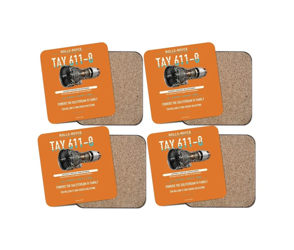 TAY 611-8 design on orange 4 pieces set coaster